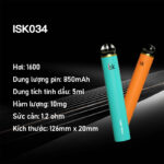 ISK034 Vape Pen dùng một lần 1600 hơi Hình chữ nhật Disposable POD