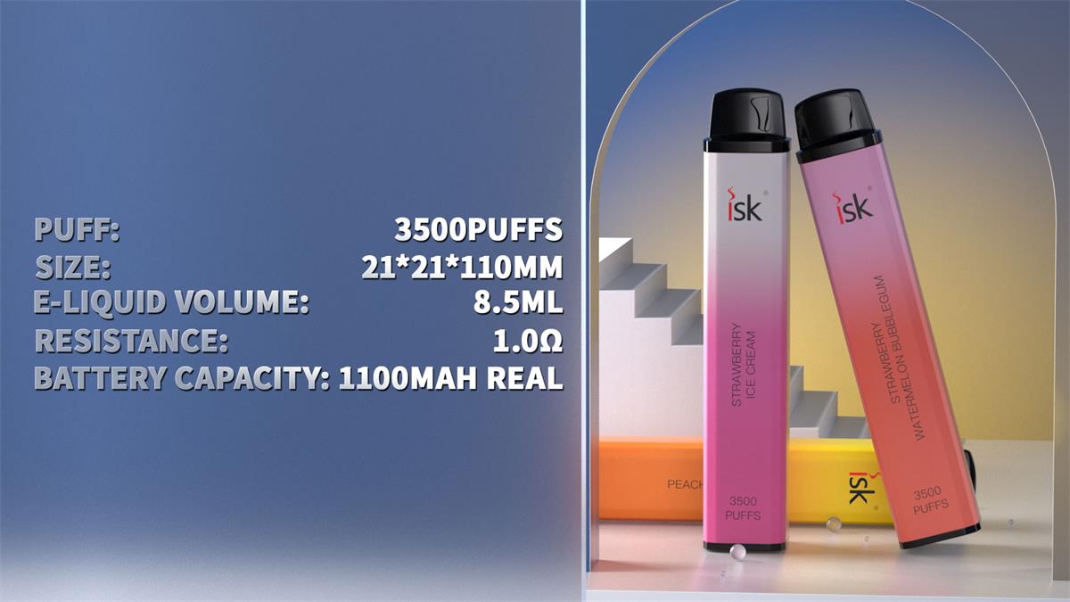 ISK046 Vape dùng một lần 3500 hơi thân vuông cuộn lưới Disposable POD