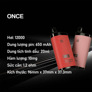 ONCE POD dùng 1 lần 12000 hơi với luồng không khí có thể điều chỉnh trên DTL nhẹ và MTL