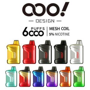 OOO！DESIGN 6000 Puffs Vape POD dùng 1 lần với trải nghiệm đặc biệt về luồng không khí có thể điều chỉnh và cuộn lưới tích hợp RAZ CA6000